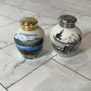 Vintage Set of Salt and Pepper Shakers Mismatched Europe Ball Jars Ceramic